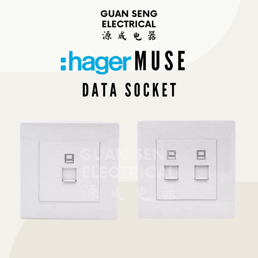 Hager Muse RJ45 Cat6 Data Socket White
