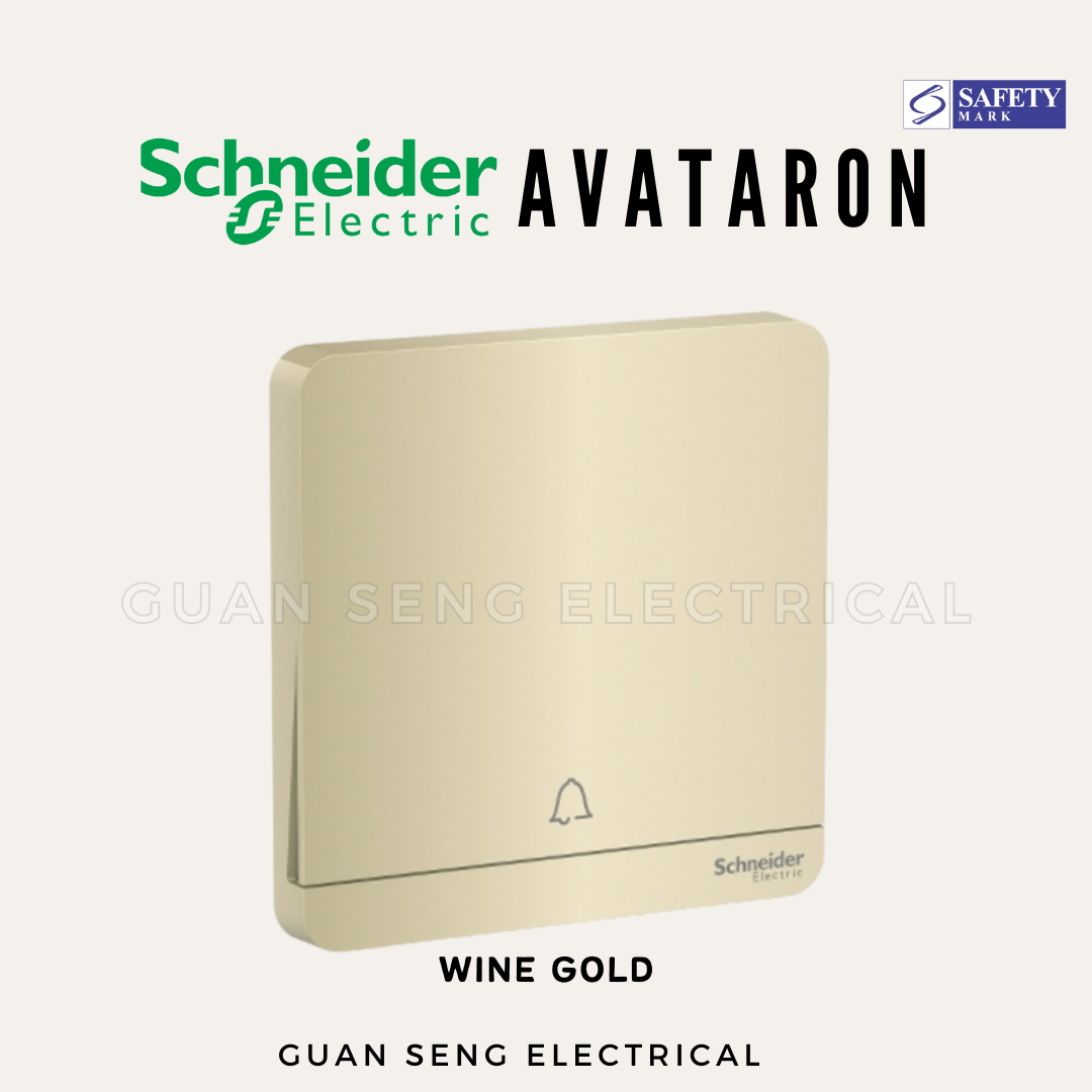 Schneider AvatarON Bell Switch White Dark Grey Dark Wood Wine Gold Hairline Gold