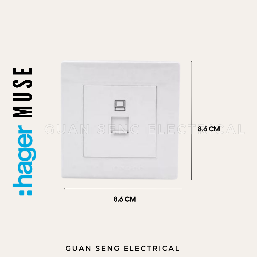 Hager Muse RJ45 Cat6 Data Socket White
