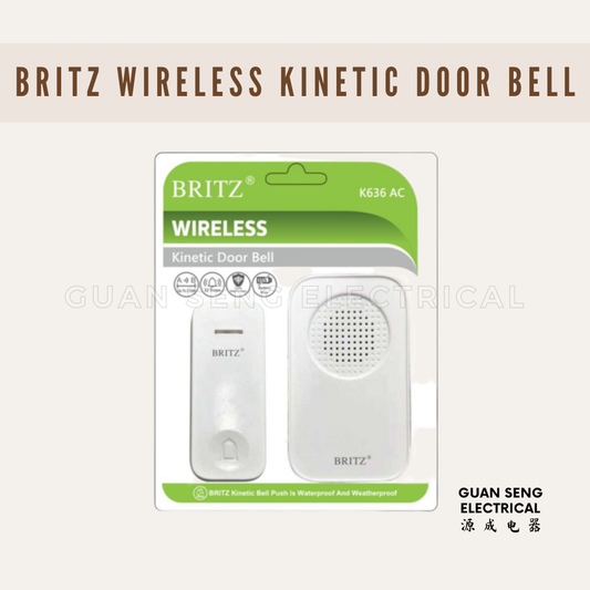 Britz Wireless Kinetic Battery-Free Door Bell Set K636AC