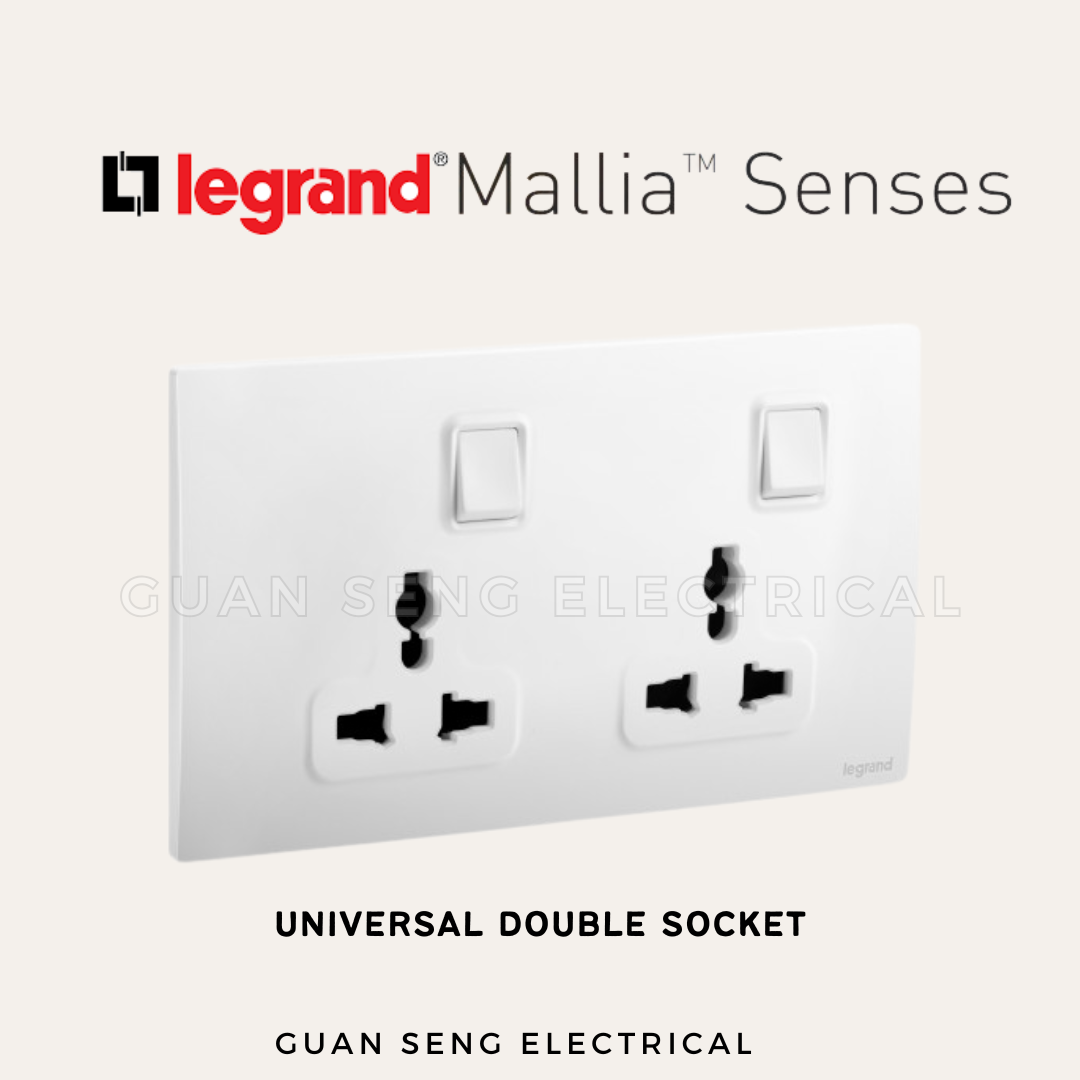 Legrand Mallia Senses Multistandard Socket White Dark Silver Champagne Matt Black | Guan Seng Electrical