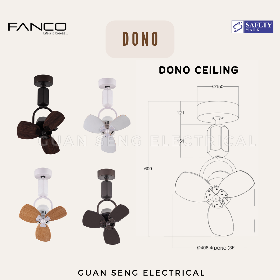 FANCO Dono 16" DC Motor Ceiling / Wall Mounting Fan