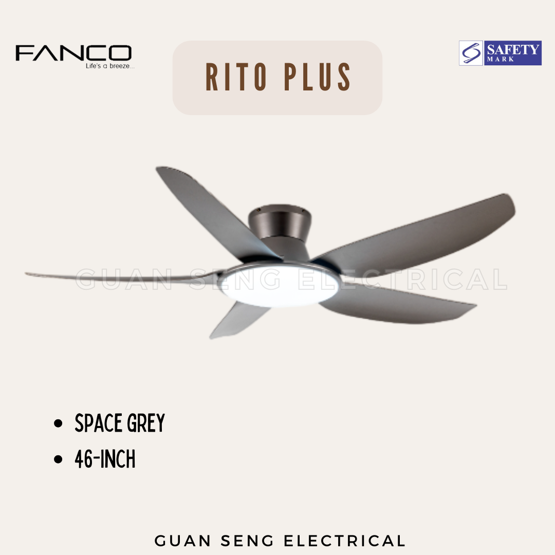 FANCO RITO PLUS 46" 56" DC Motor Ceiling Fan with 3 Tone LED Light Kit and Remote Control | Guan Seng Electrical