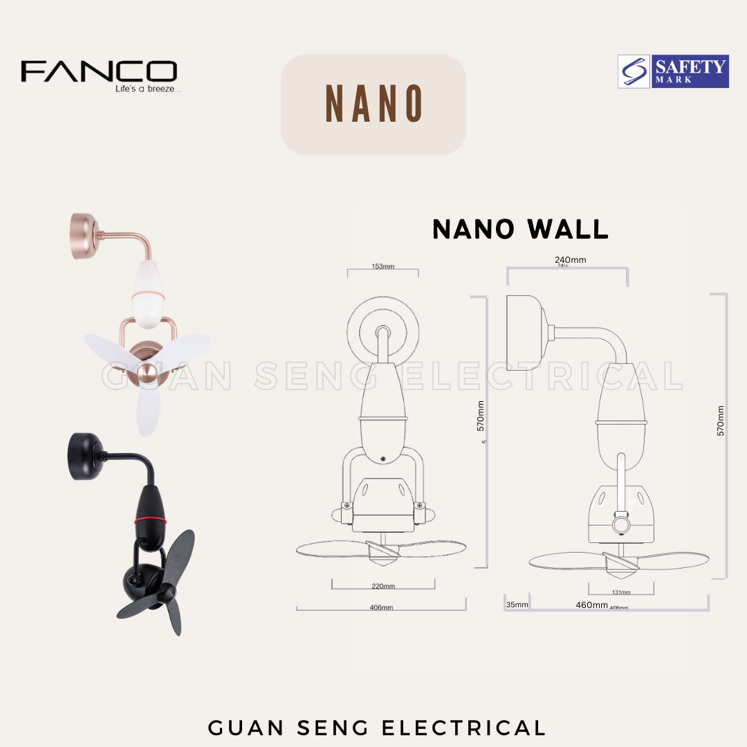 FANCO Nano 16" DC Motor Ceiling / Wall Mounting Fan