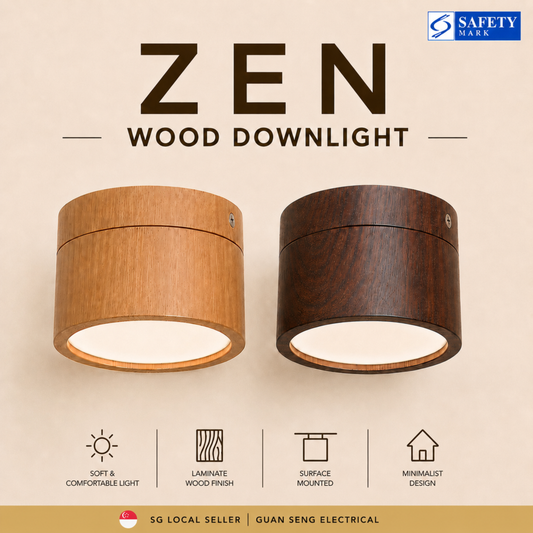 Zen Wood Surface Downlight 15W Selectable CCT 3 Tone