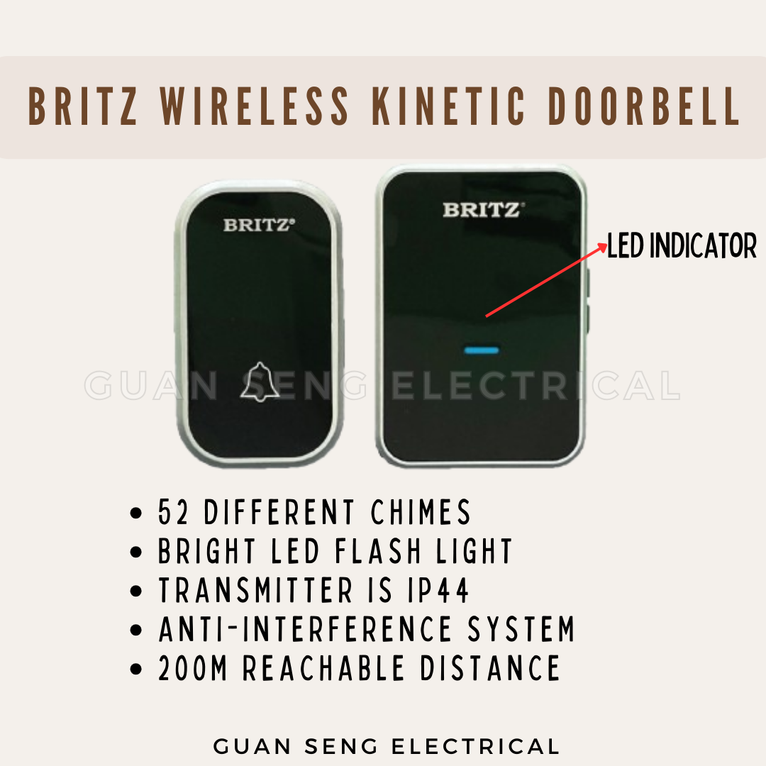 BRITZ Wireless Kinetic Doorbell K637AC K638AC