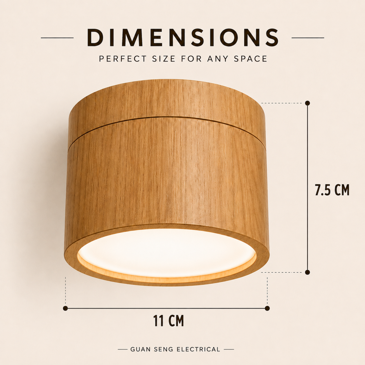 Zen Wood Surface Downlight 15W Selectable CCT 3 Tone