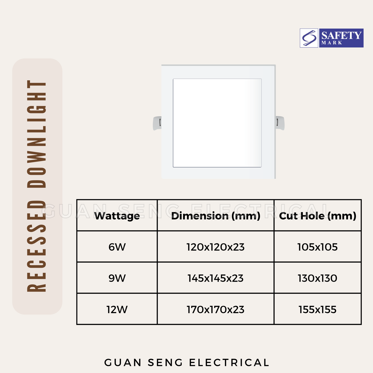 Recessed Ultra Slim LED Downlight 6W 9W 12W Square Round