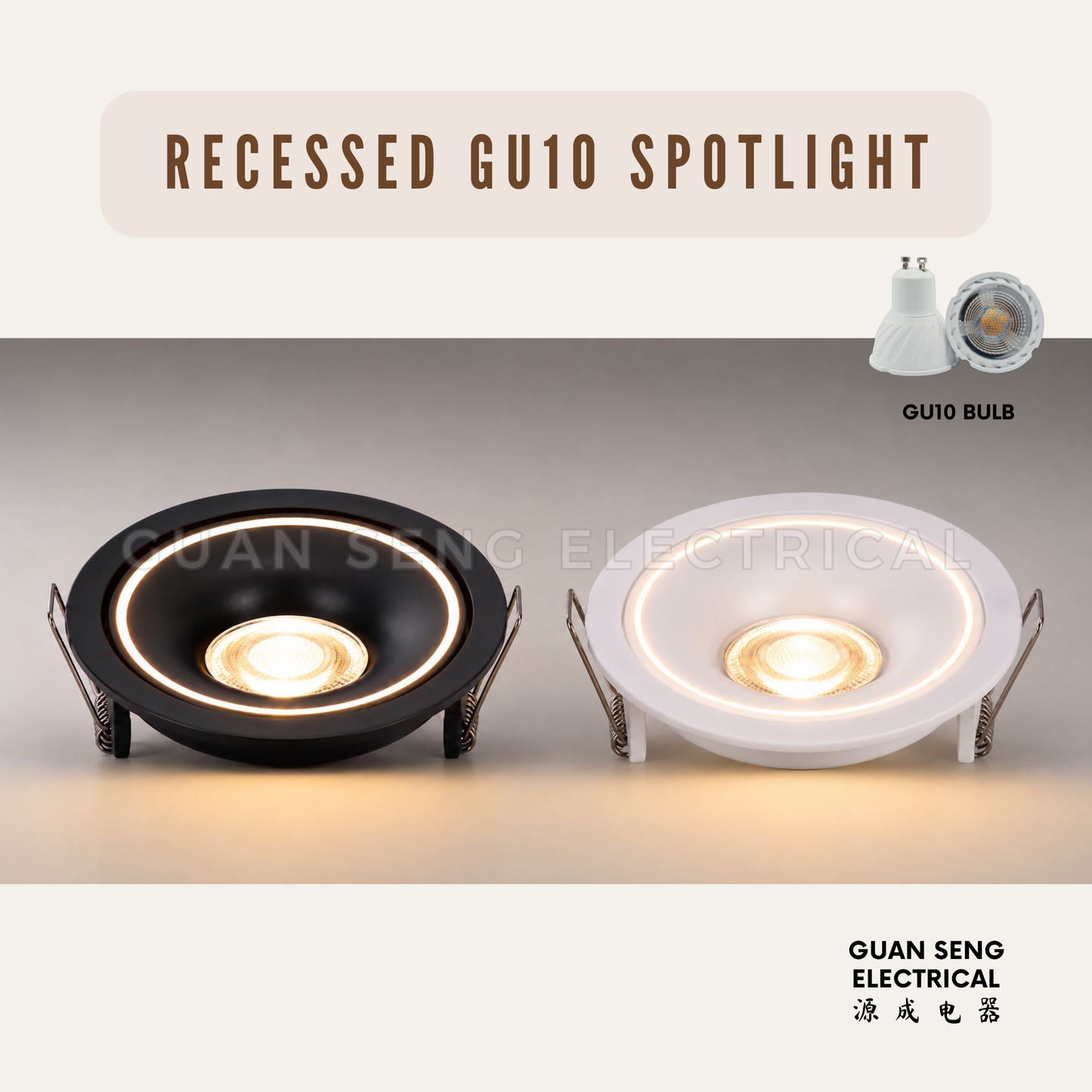 Recessed GU10 Spotlight Downlight Round Black White