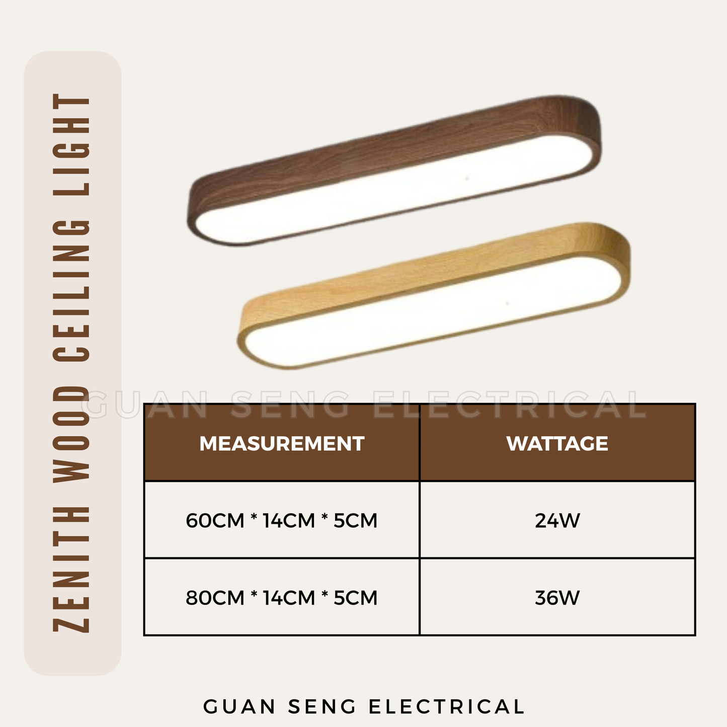Zenith Wood LED Ceiling Light