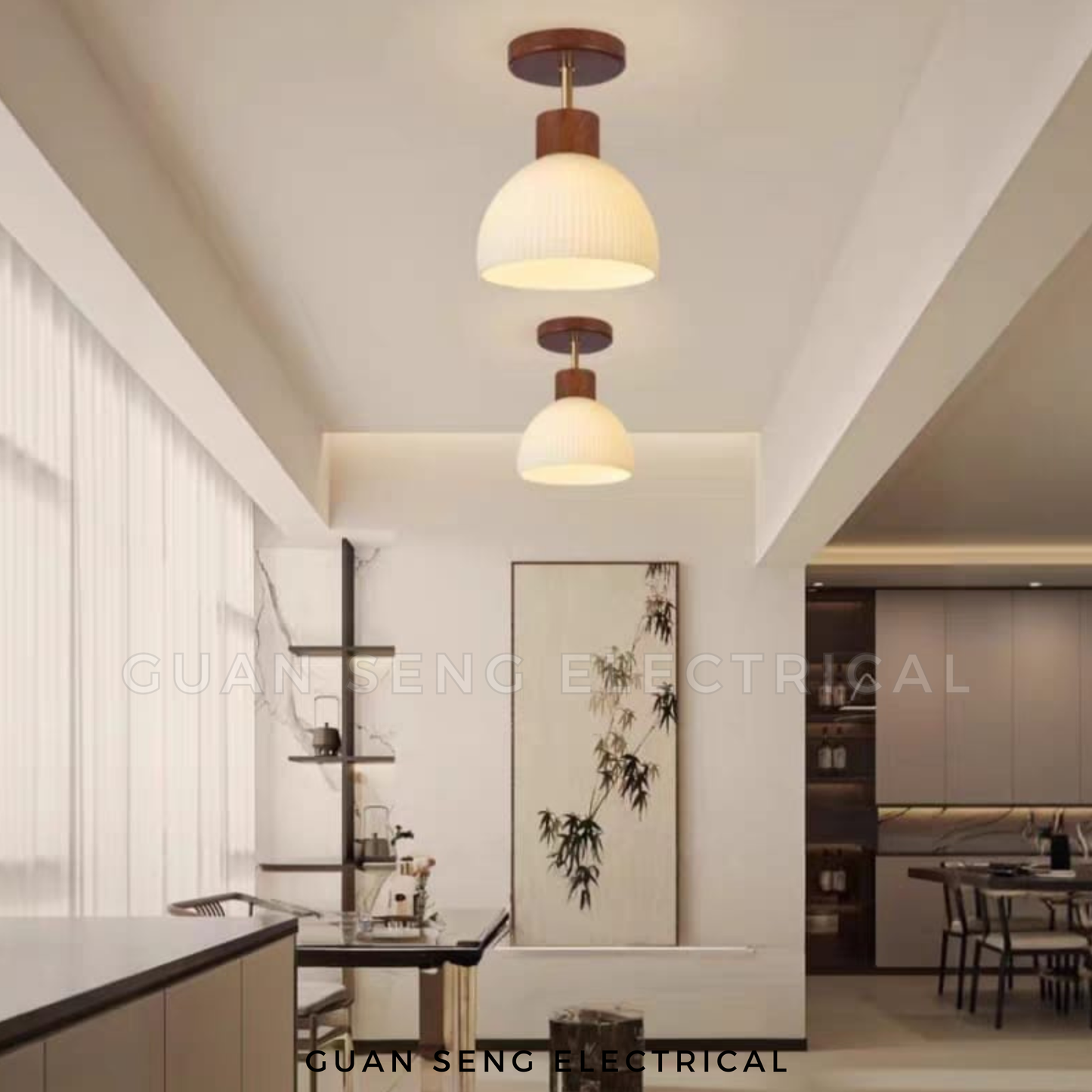Okinawa Wooden Ceiling Light Living Room Corridor Bedroom Balcony