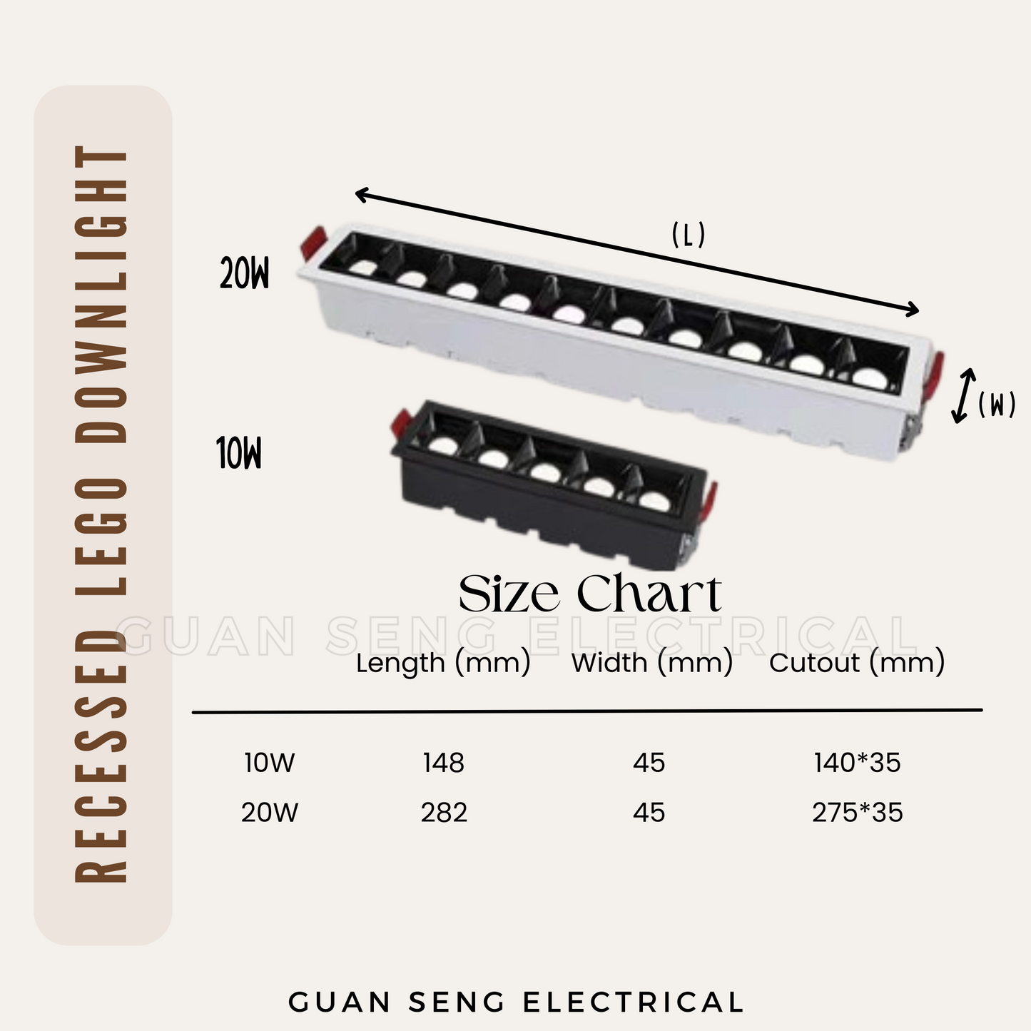 Linear LED Recessed Lego Downlight 10W 20W