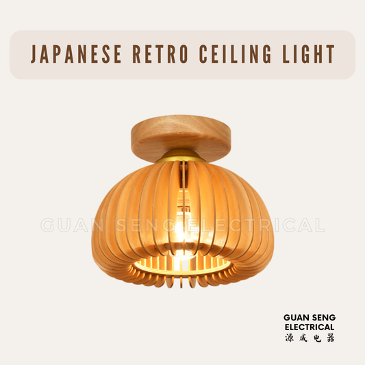 Japanese Retro Wood Style Ceiling Light
