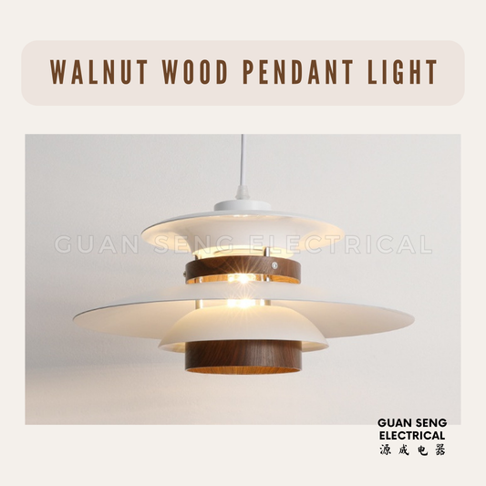 Walnut Wood Pendant Light E27 Bulb | Guan Seng Electrical