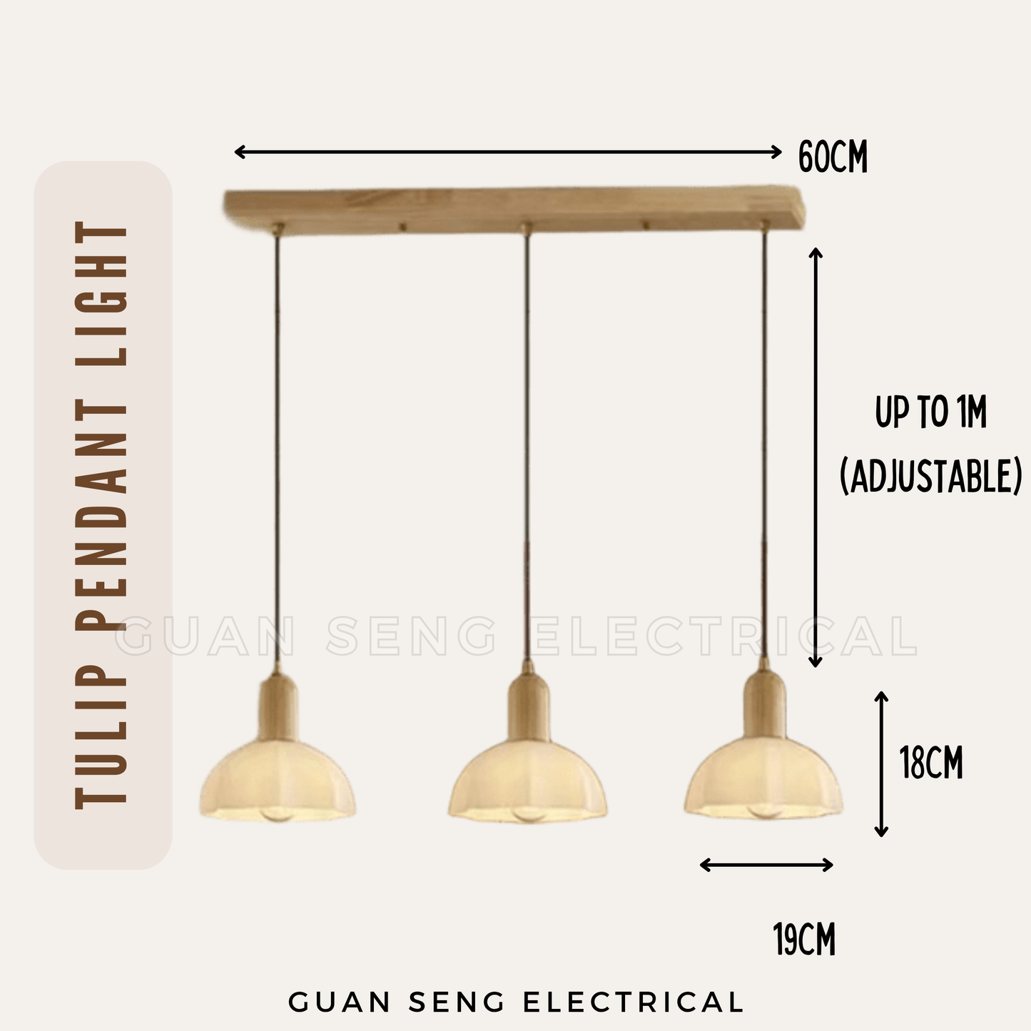 Tulip Glass Pendant Light E27 Bulb | Guan Seng Electrical