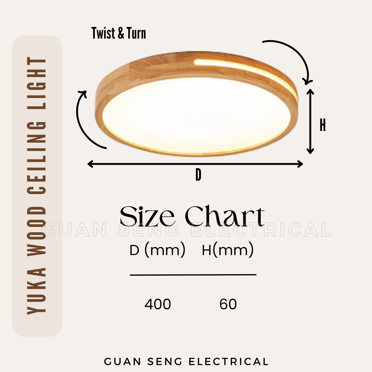 Yuka Real Wood LED Ceiling Light 36W 48W - Daylight 3 Tone