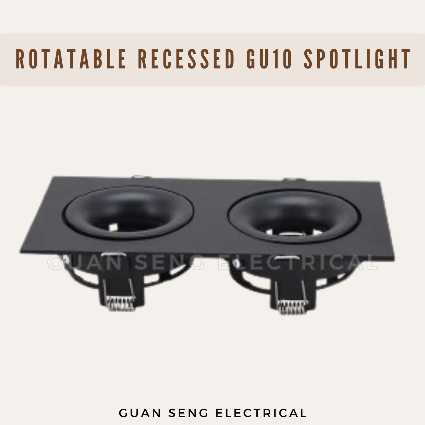 Rotatable Recessed GU10 Spotlight Downlight Double Head Square Double Axis Black White
