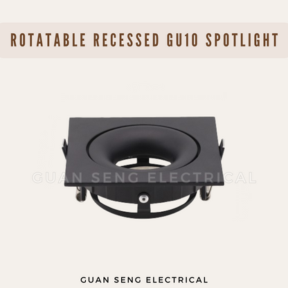 Rotatable Recessed GU10 Spotlight Downlight Double Head Square Double Axis Black White