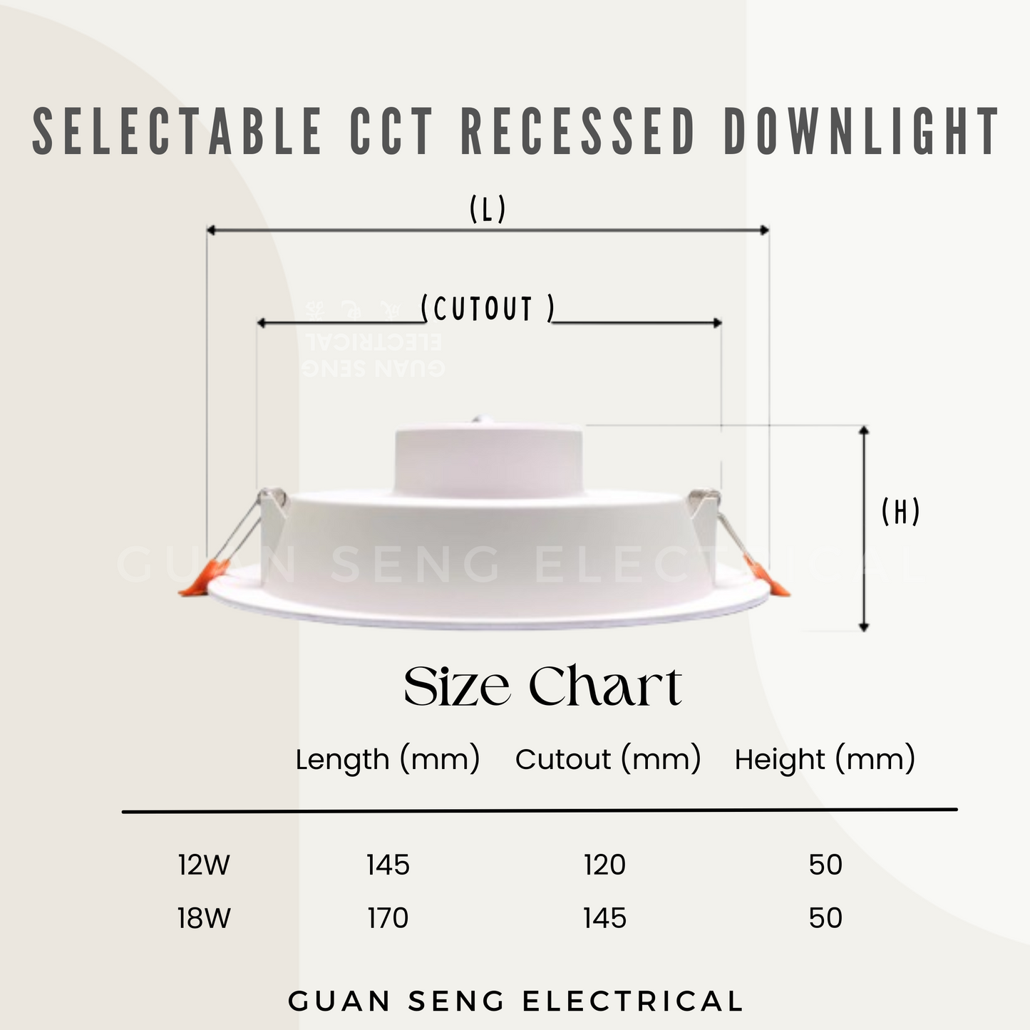 Selectable CCT Round Recessed Downlight 12W 18W