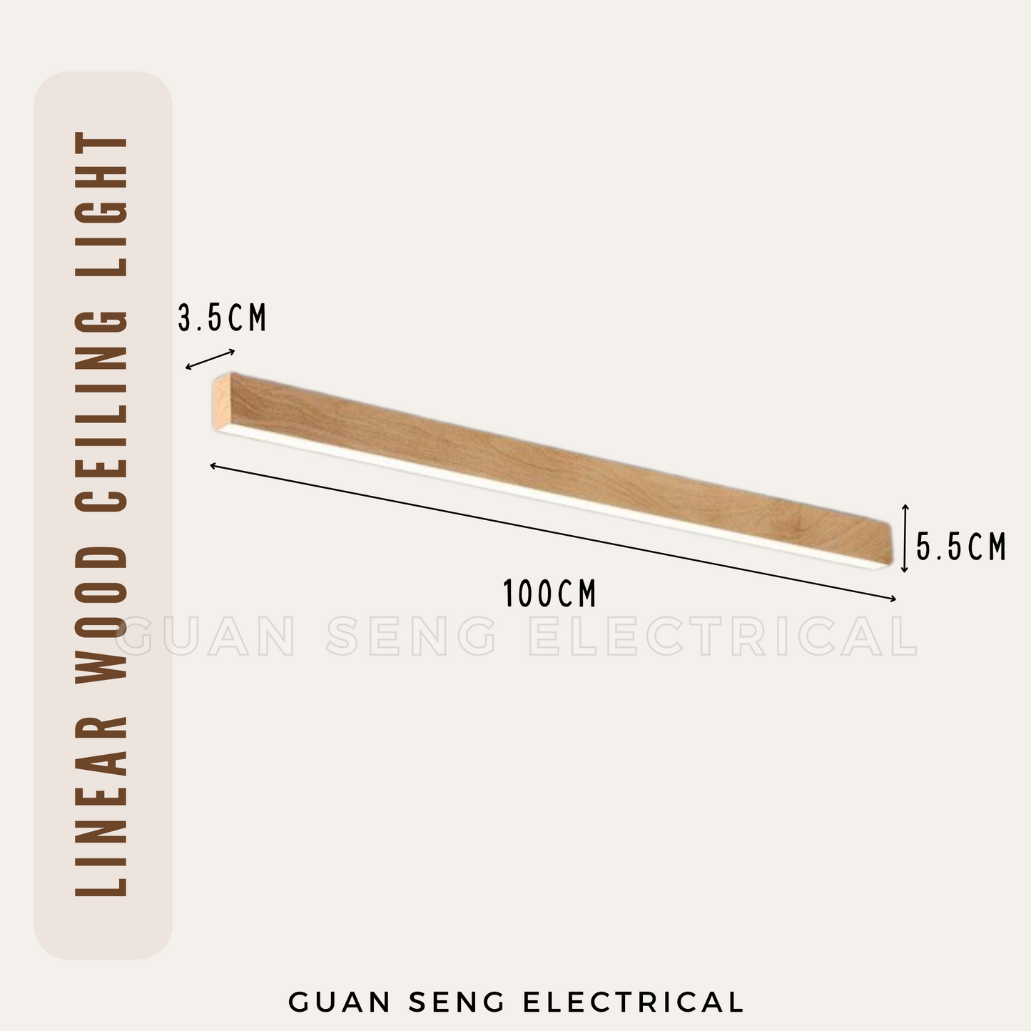 Linear Laminate Wood Ceiling Light 20W 3Tone Light Wood Dark Wood
