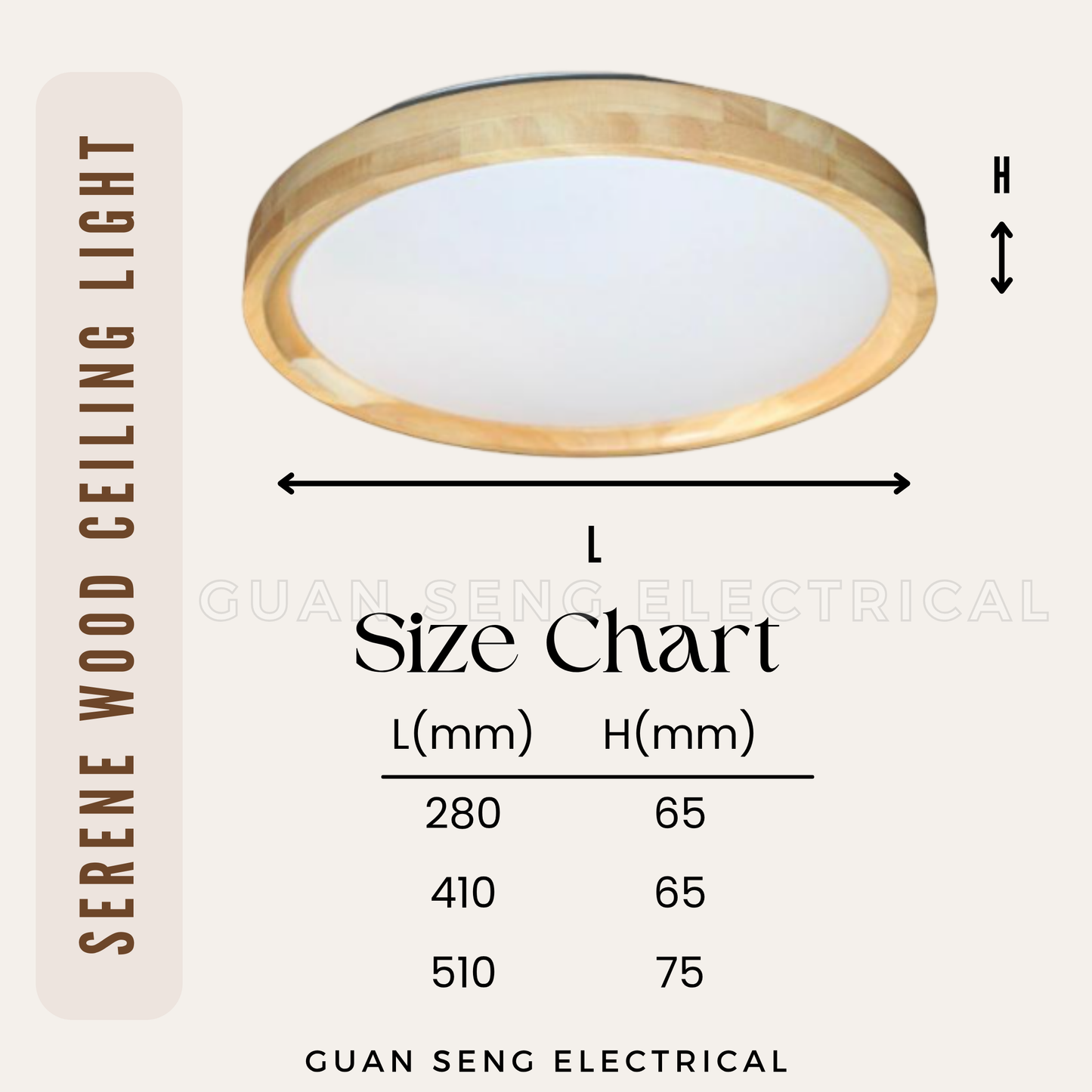 Serene Real Wood Ceiling Light Light Wood Dark Wood 24W 36W 48W Daylight 3 Tone