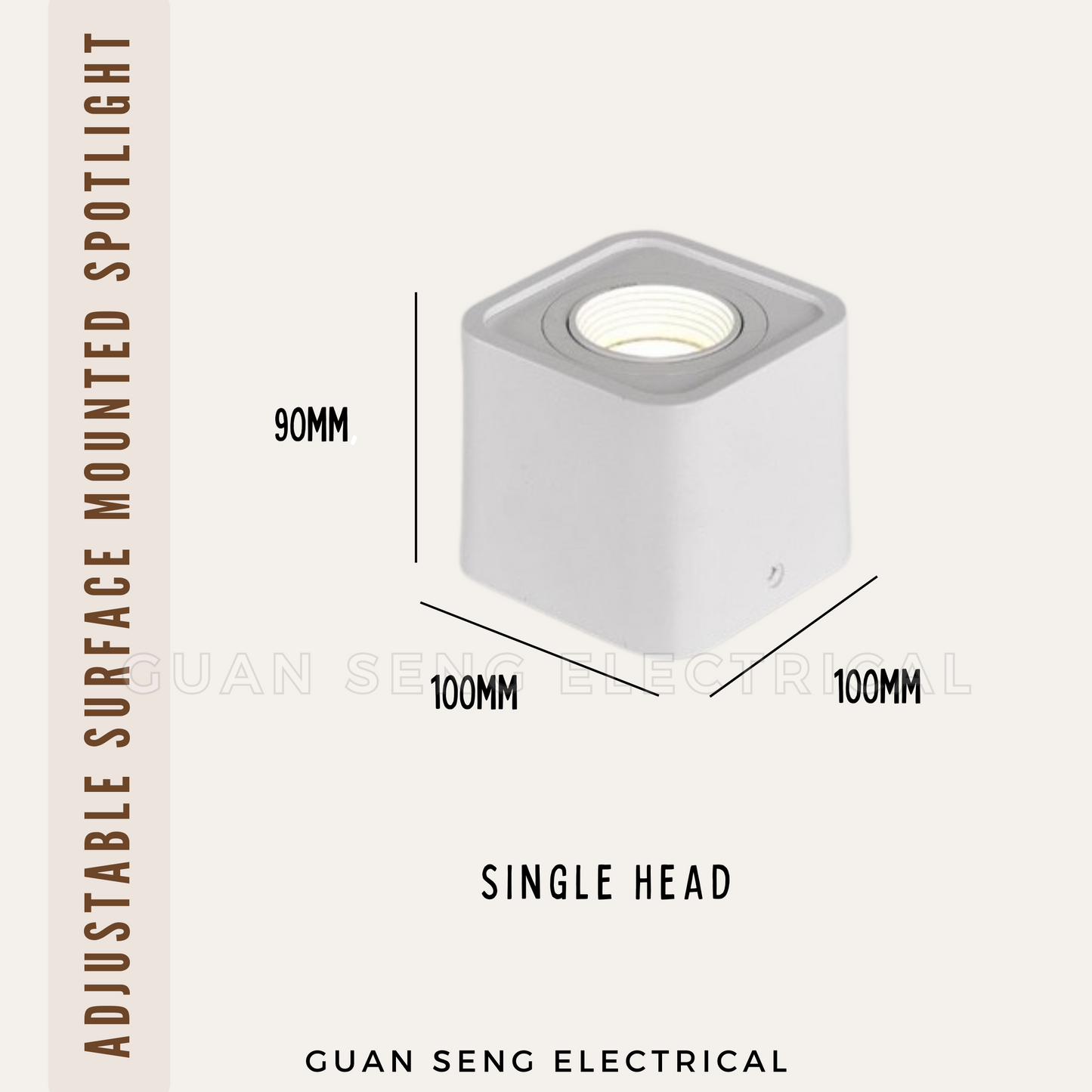 Anti-Glare Surface Mounted Spotlight GU10 Black White Square