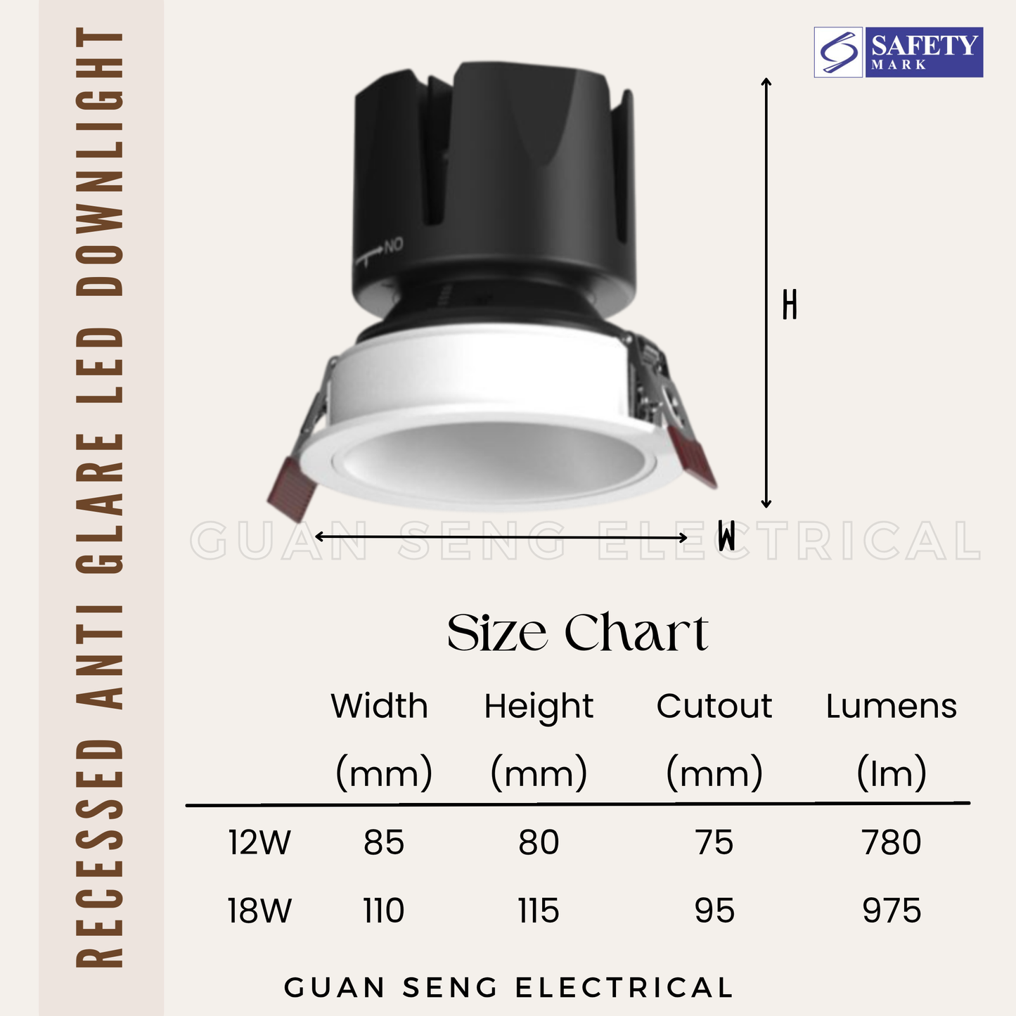 Recessed Anti Glare LED Spotlight Downlight 12W 15W