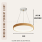 Wooden Ring Pendant Light 30W Tri Tone Dimmable with Remote