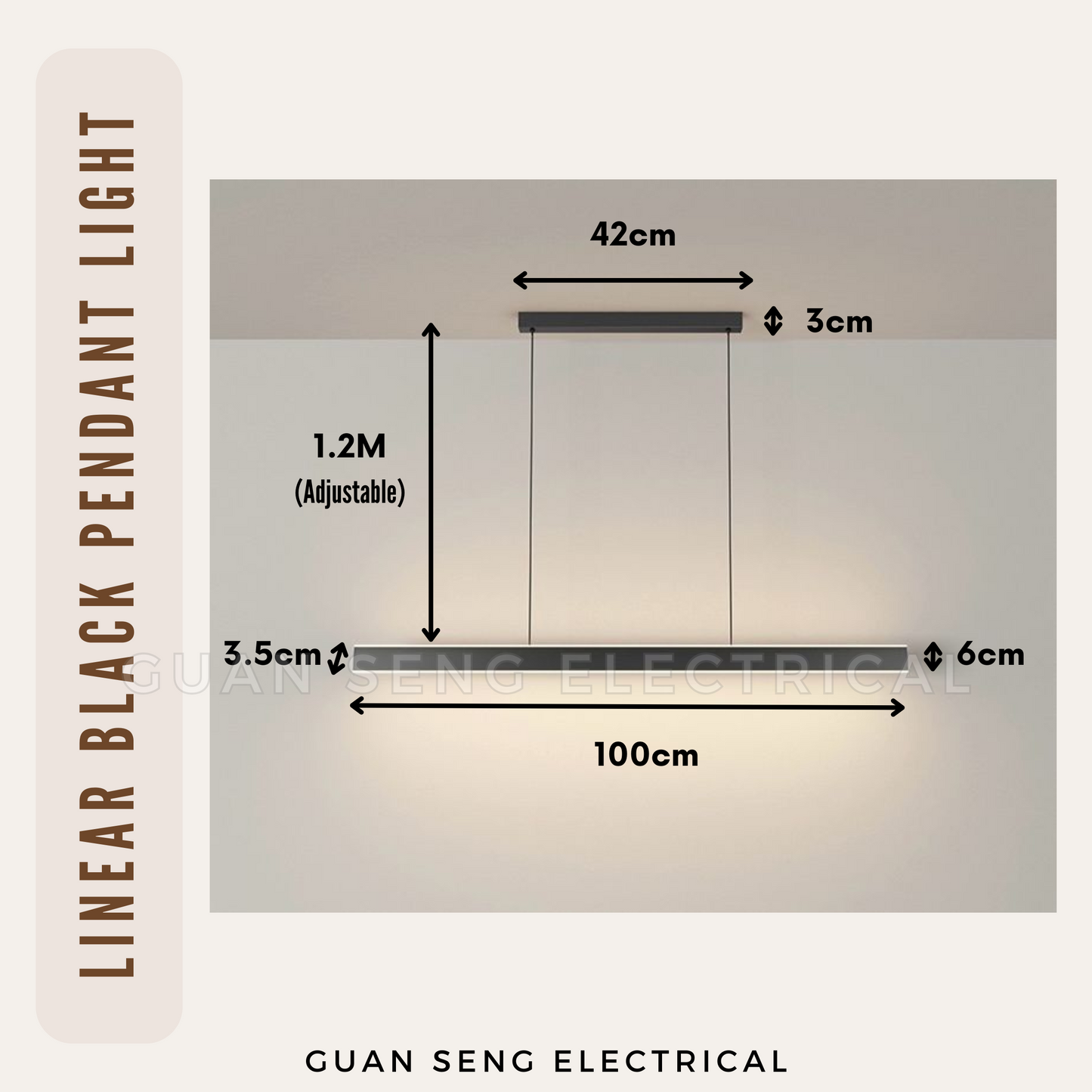 Linear Black Pendant Light | Guan Seng Electrical