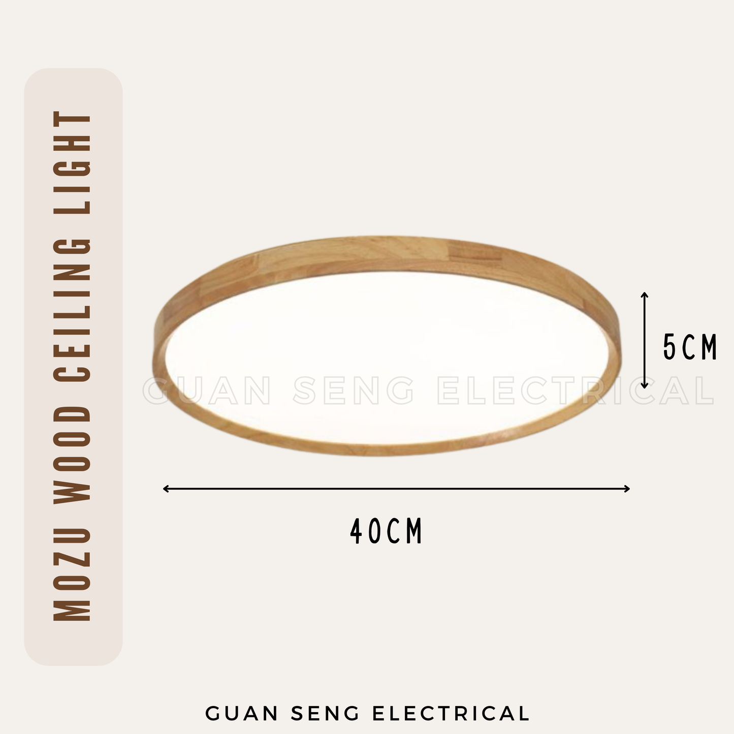 Mozu Real Wood Ceiling Light 36W 40W 48W – Daylight 3 Tone | Guan Seng Electrical Singapore