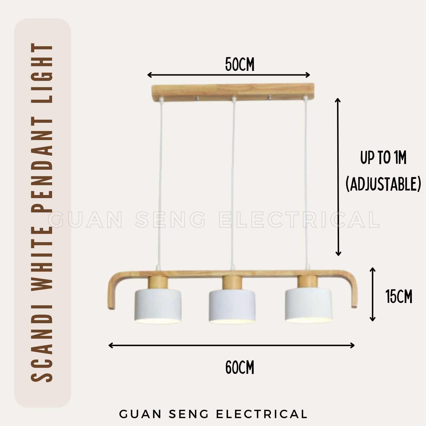 Scandi White Pendant Light E27 Bulb