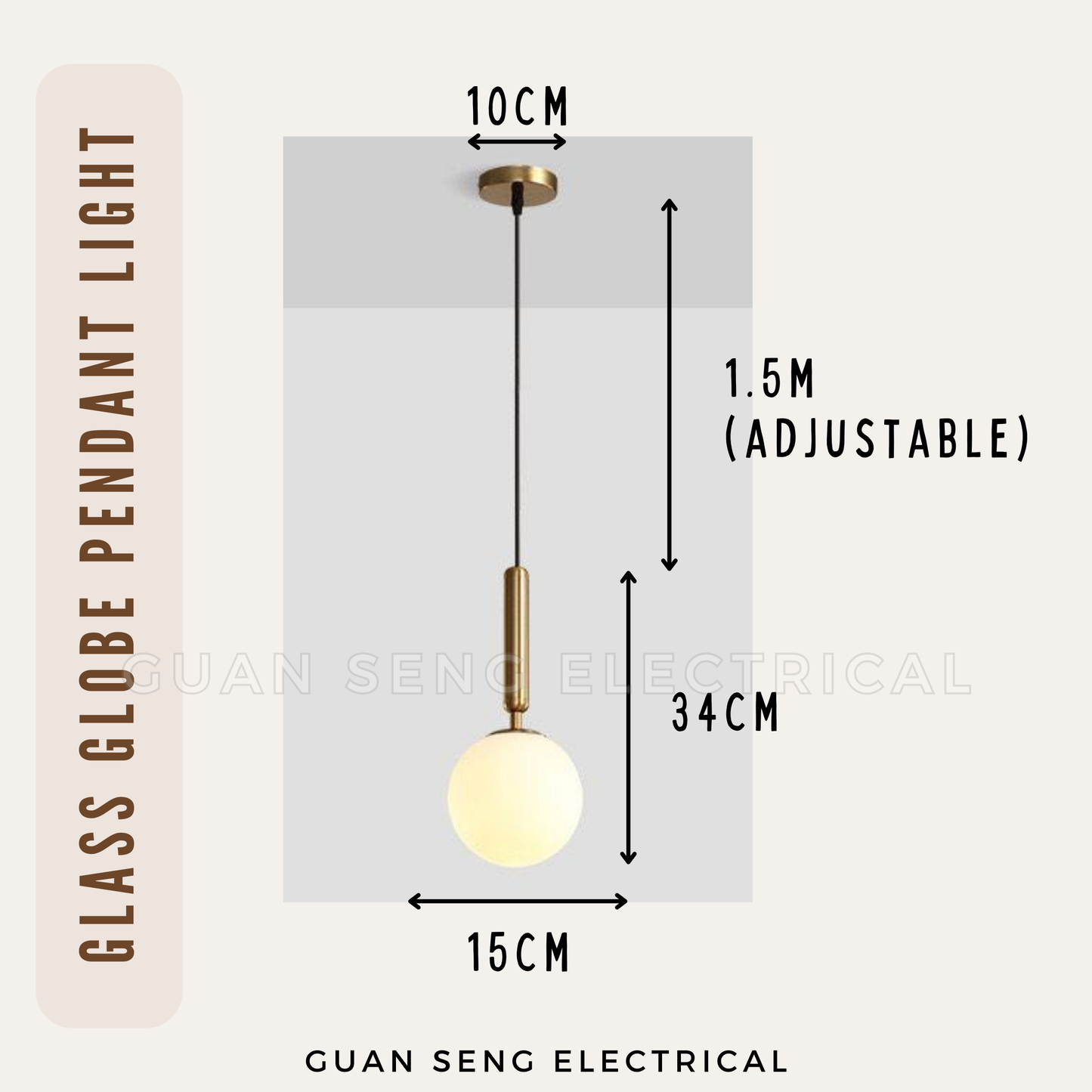 Frosted Glass Globe Pendant Light Gold E27