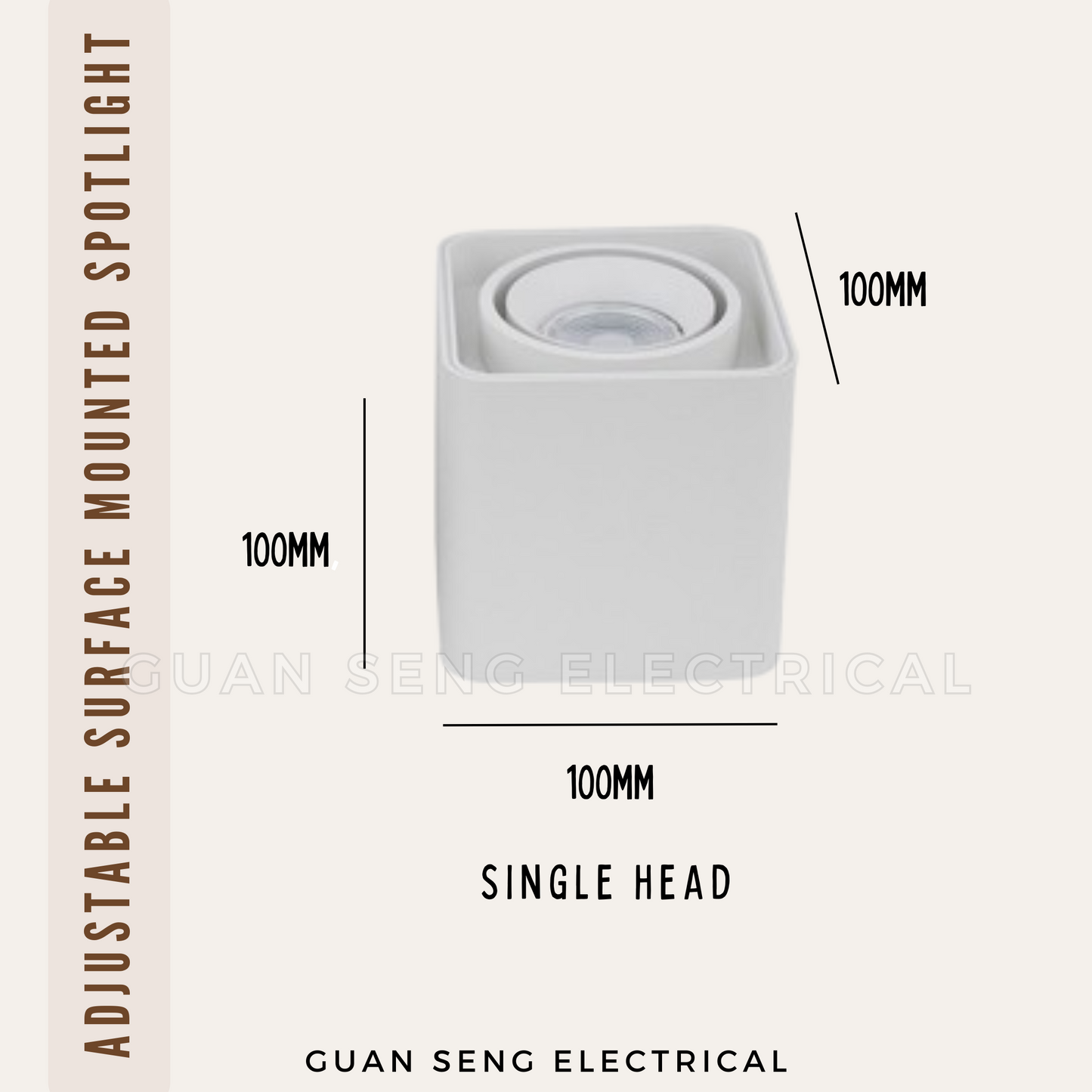 Anti-Glare 360 Degree Surface Mounted Spotlight GU10 LED Black White Square