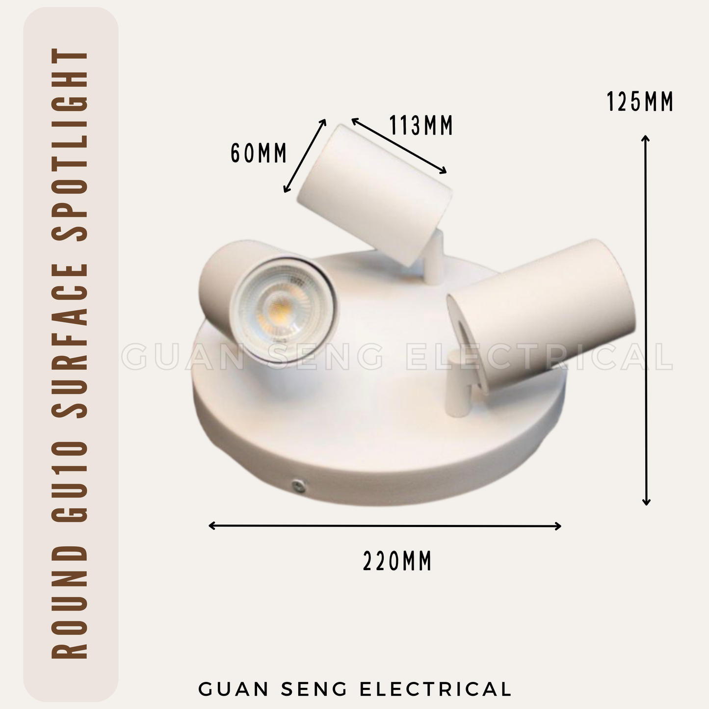 Round GU10 Surface Spotlight Black White