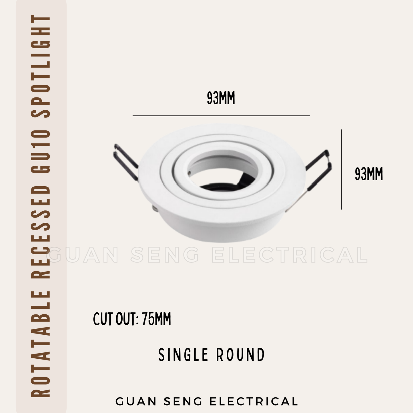 Rotatable Recessed LED Spotlight Round Square w/ GU10 Bulb
