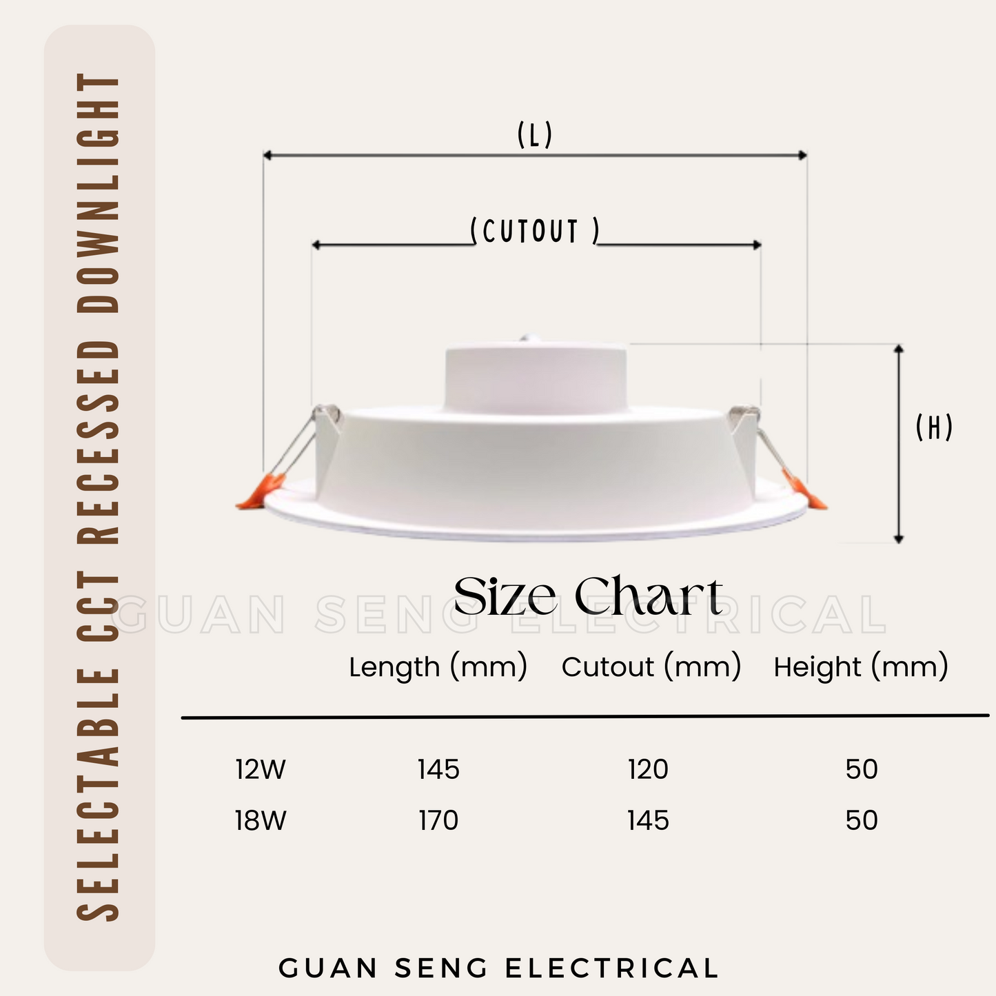 Selectable CCT Round Recessed Downlight 12W 18W