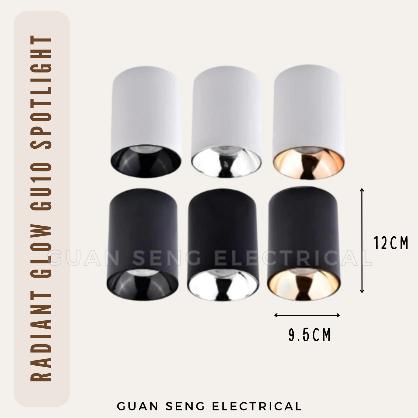 Radiant Glow Surface Mounted LED GU10 Spotlight Black White