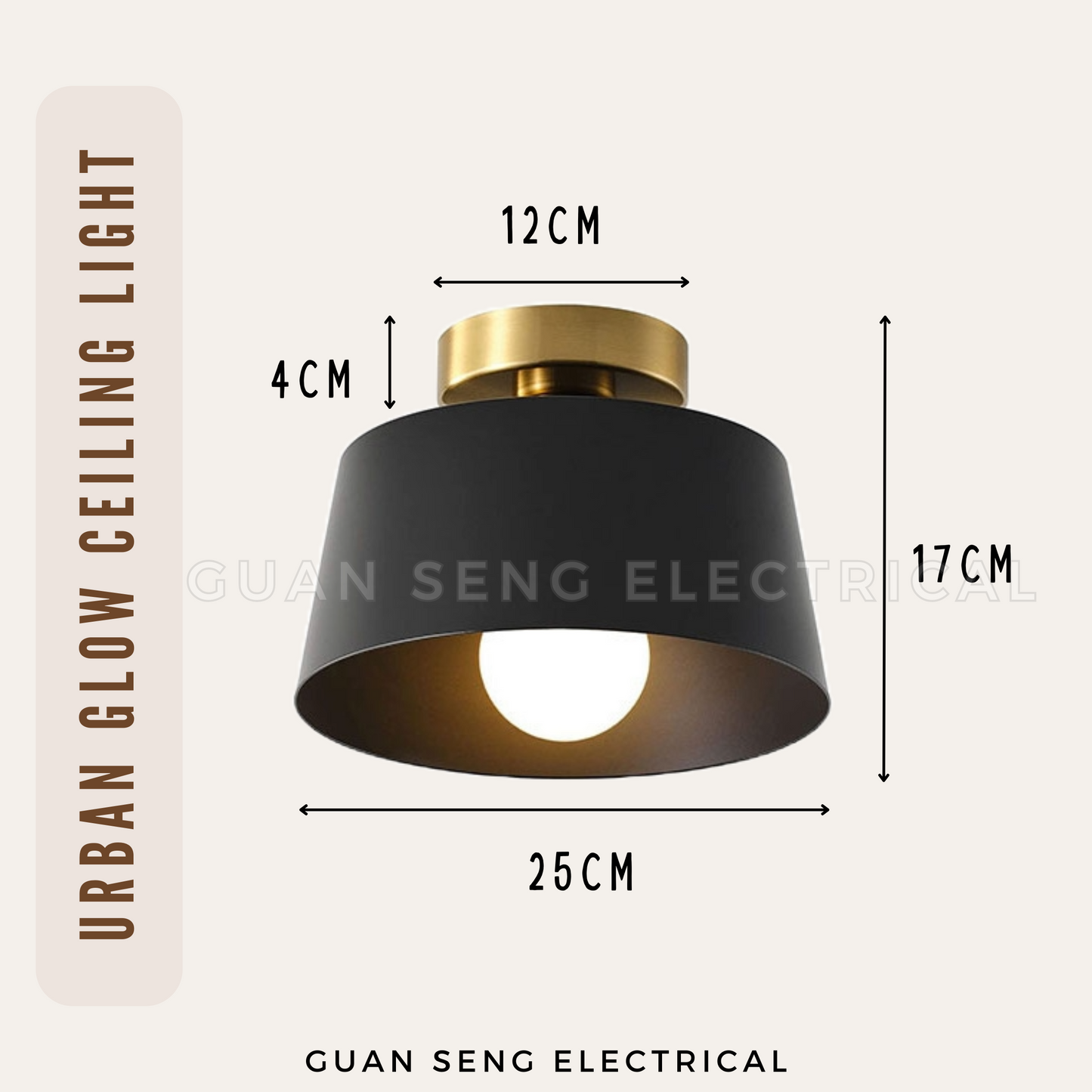 Urban Glow Ceiling Light Black White E27