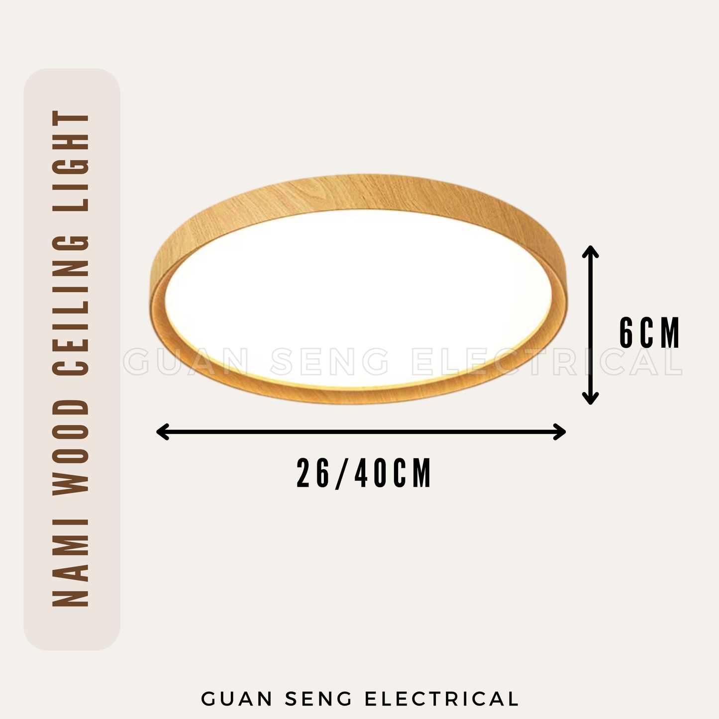 Nami Wood Ceiling Light Light Wood Dark Wood 24W 36W 48W