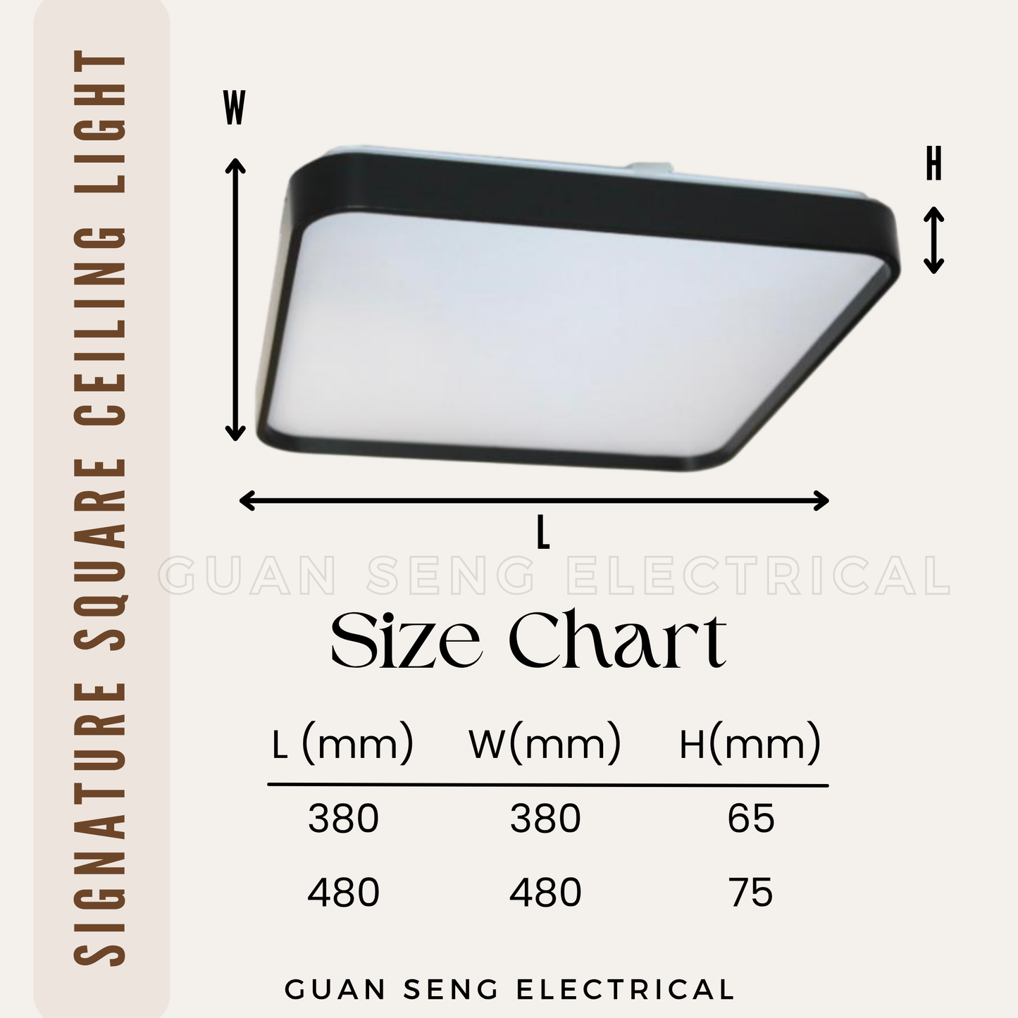 Signature Square Ceiling Light Black White 36W 48W Daylight 3 Tone