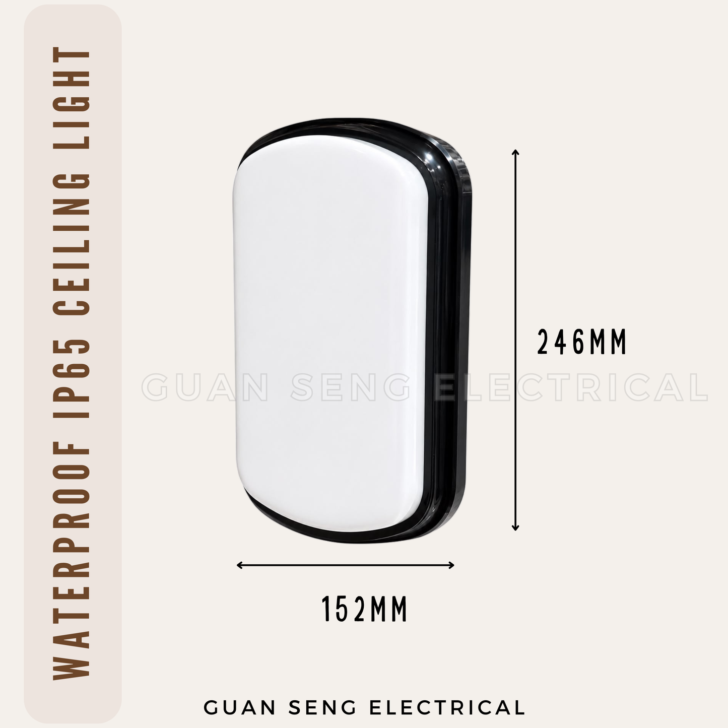 LED IP65 Waterproof Ceiling Light Daylight 6500K 24W | Guan Seng Electrical