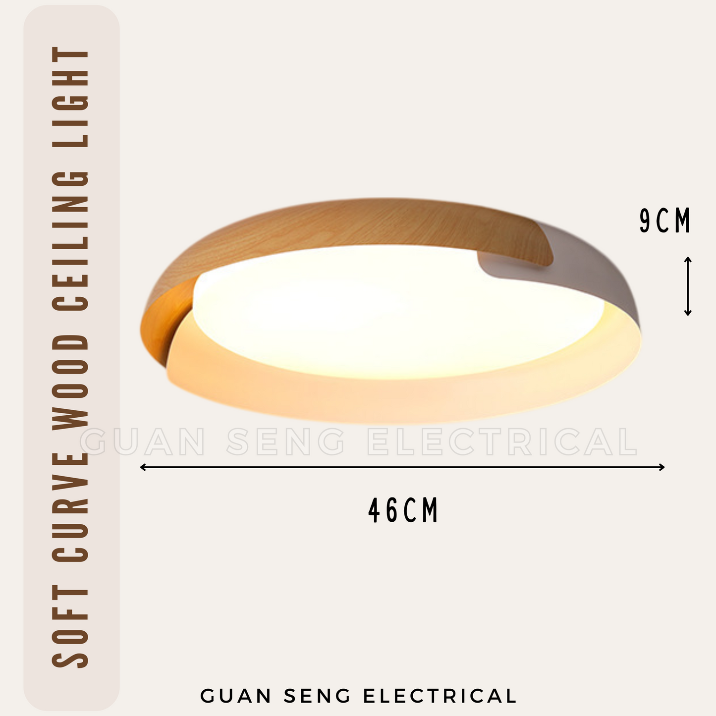 Soft Curve Wood Ceiling Light