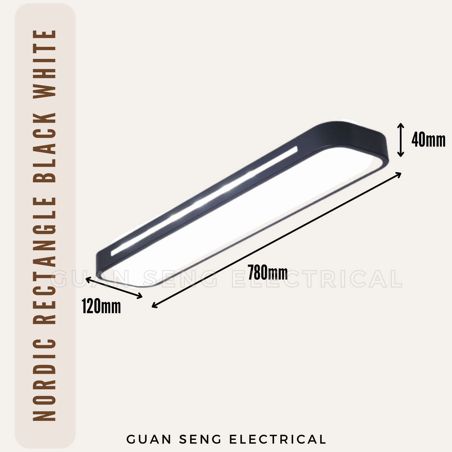 Nordic Rectangle Black White Ceiling Light