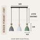 Bergen Pendant Light E27 Bulb Single Head 3 Heads