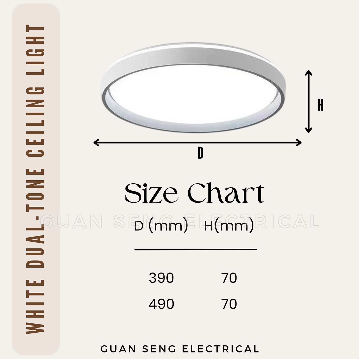 White Dual-Tone Ceiling Light