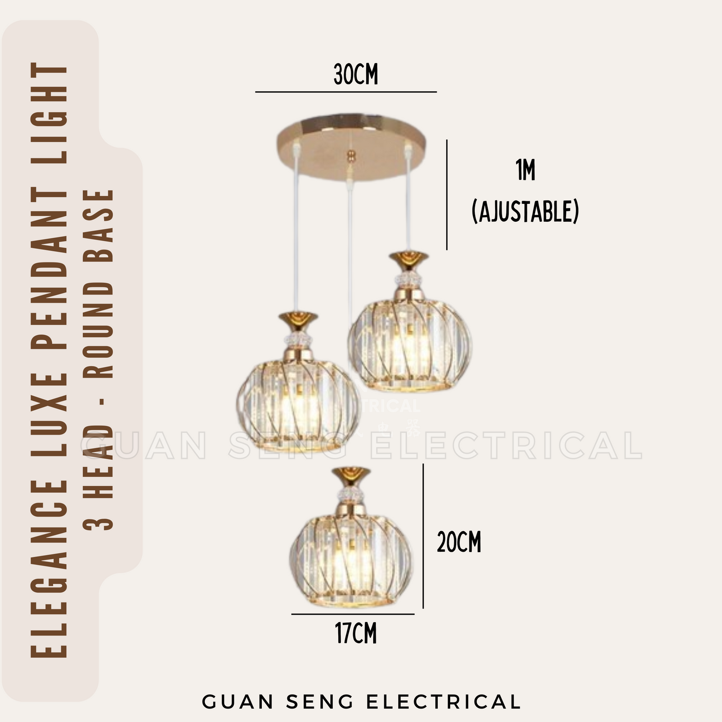 Elegance Luxe Pendant Light Black Gold E27 Bulb