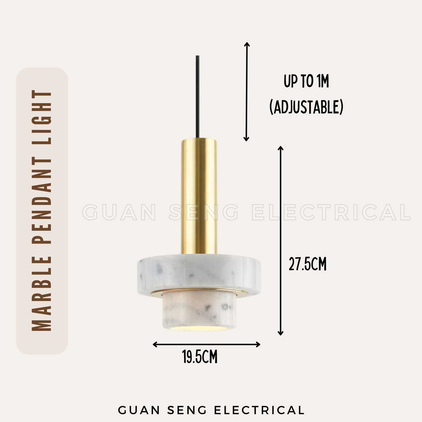 Marble Pendant Light GU10 Bulb