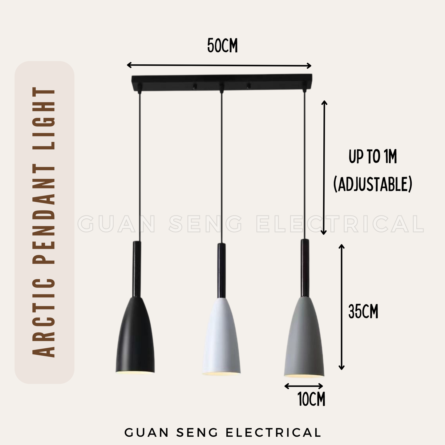 Arctic Pendant Light E27 Bulb Single Head 3 Heads