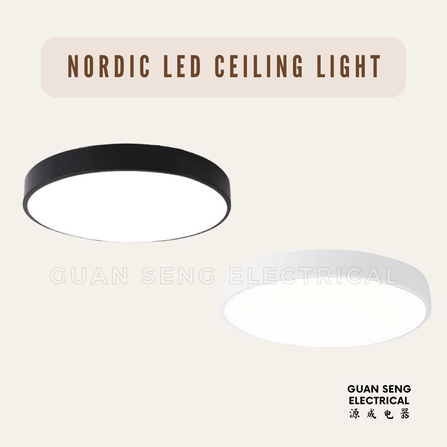 Premium LED Ceiling Light 23cm 30cm 40cm 24W 36W 48W - Black White