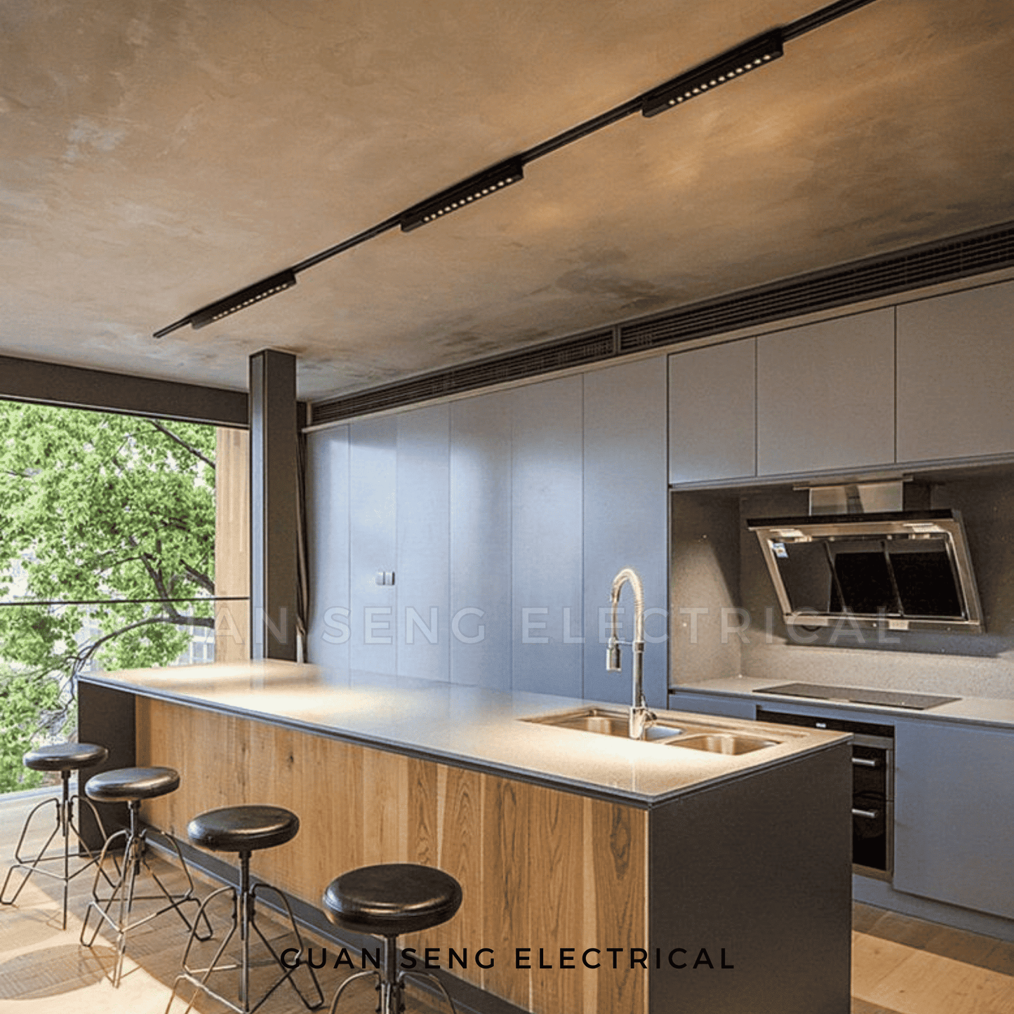 1M / 1.5M Aluminum Rail For Track light Black White